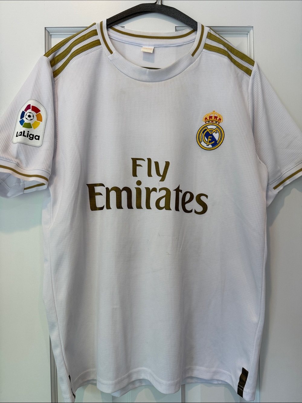 Real Madrid Home Modric Jersey - White with Gold Accents. Adult small